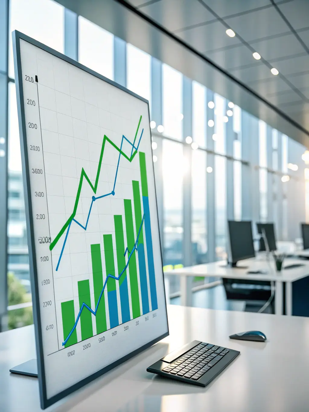 An abstract image representing financial growth and investment, with upward-trending graphs and charts, symbolizing the potential for career advancement through Nicolet's courses.